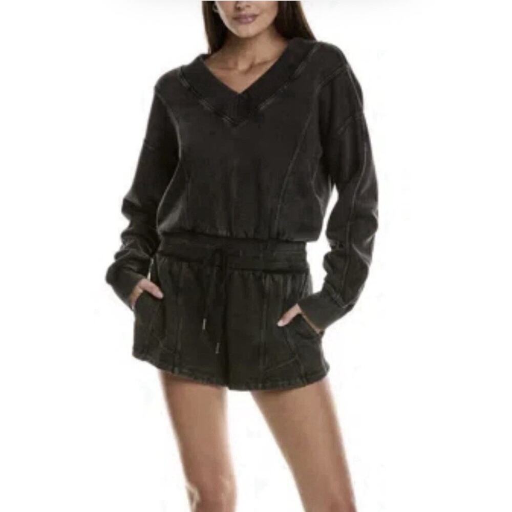 Free People FP Movement Intercept Sweatshirt Romper Mineral Black $128 MEDIUM - Picture 4 of 4